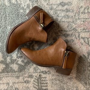 Sam Edelman Tan Zip Booties • Size 8 • Like New